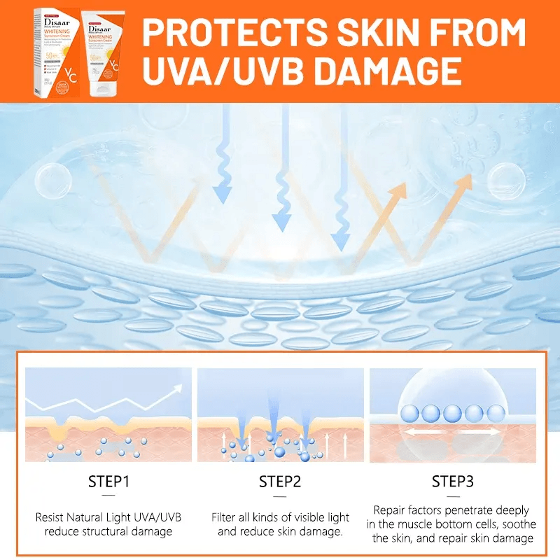 Disaar Nicotinamide & Vitamin C Brightening Sunscreen Cream SPF50 PA+++ - 80g