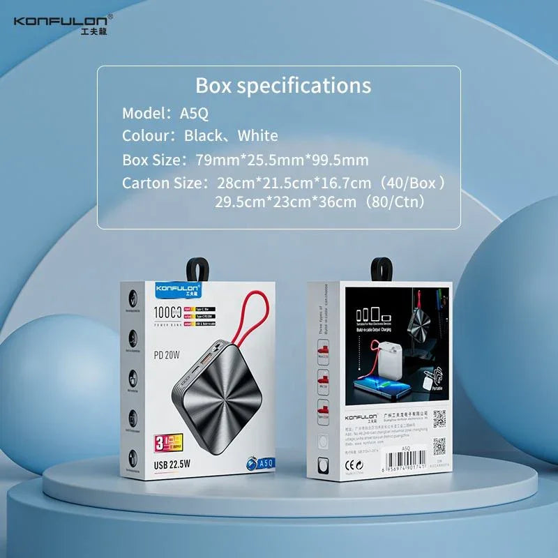 Konfulon 22.5W Fast Charging Power Bank - A5Q
