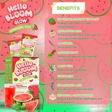 Hello Bloom Glow Watermelon Juice Drink - 10s × 18g (180g)