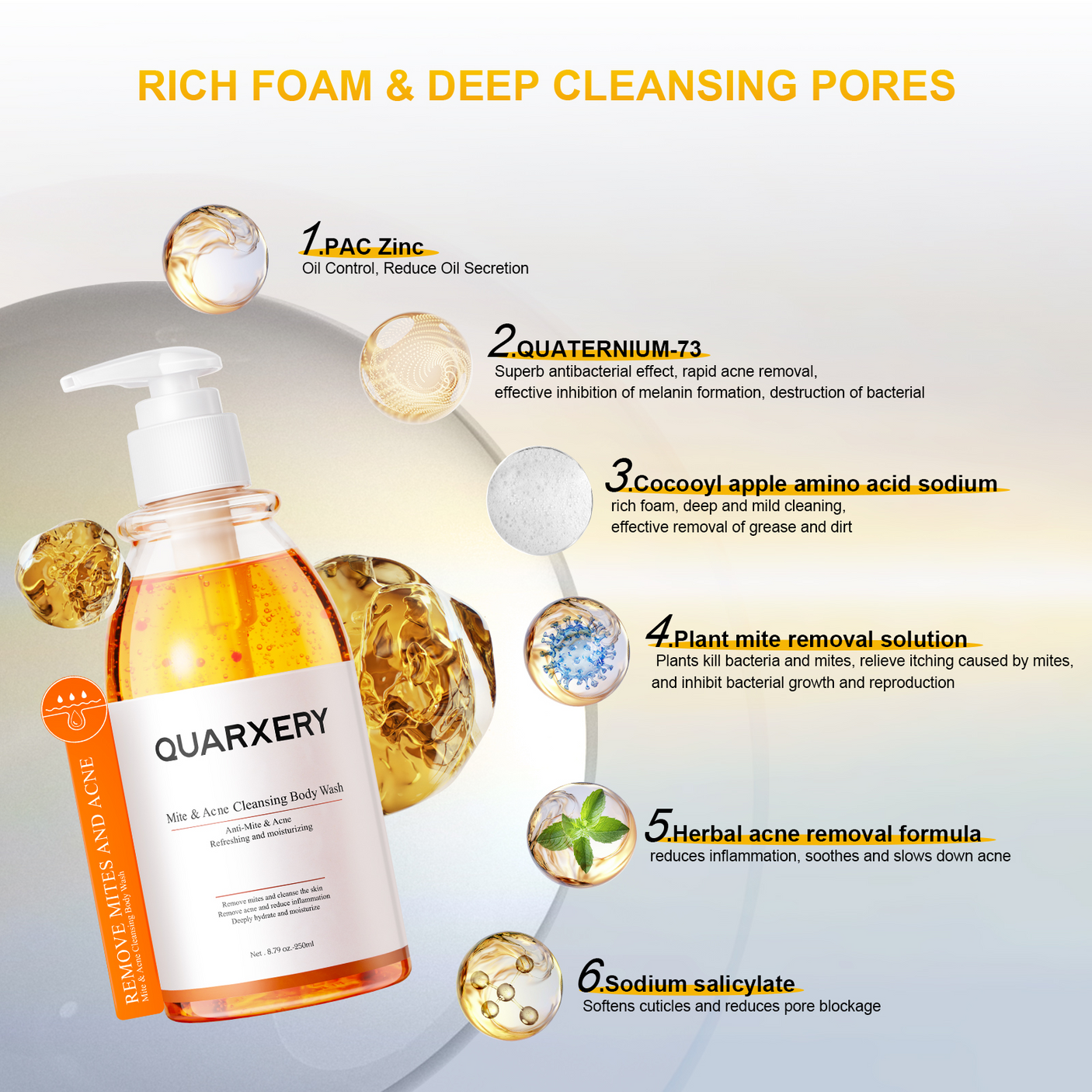 Quarxery Mite & Acne Cleansing Body Wash - 250ml