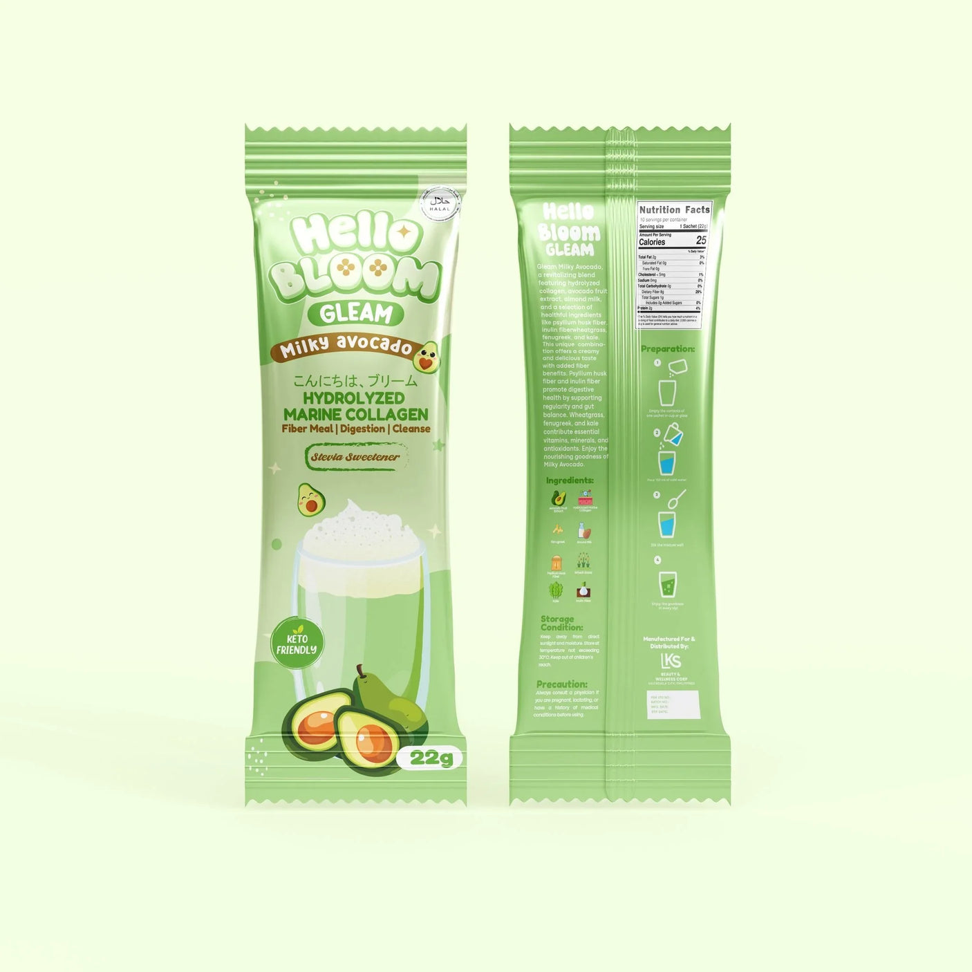 Hello Bloom Gleam Milky Avocado Juice Drink - 180g