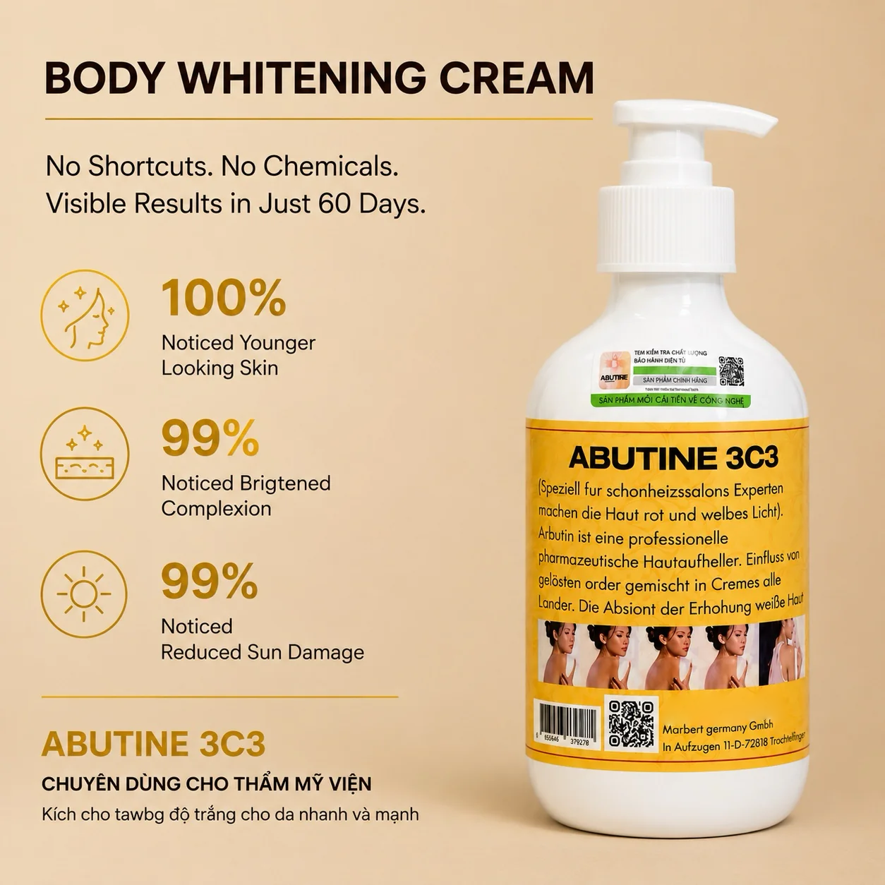 Abutine 3C3 Brightening Body Cream - 250ml