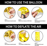 Happy Birthday Balloons Banner 13 Pcs Set (Gold)