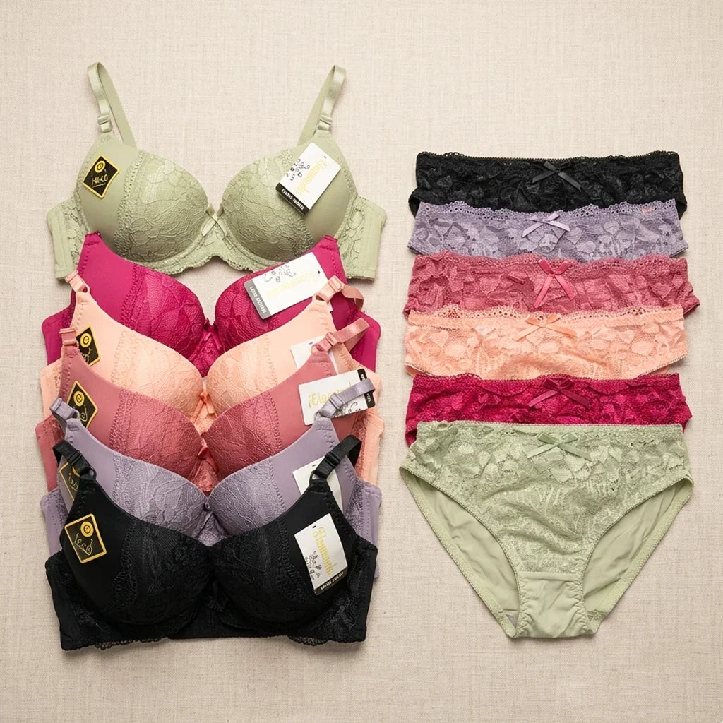 Kiamunashui Cotton Push Up C Bra & Panty Set - 792#