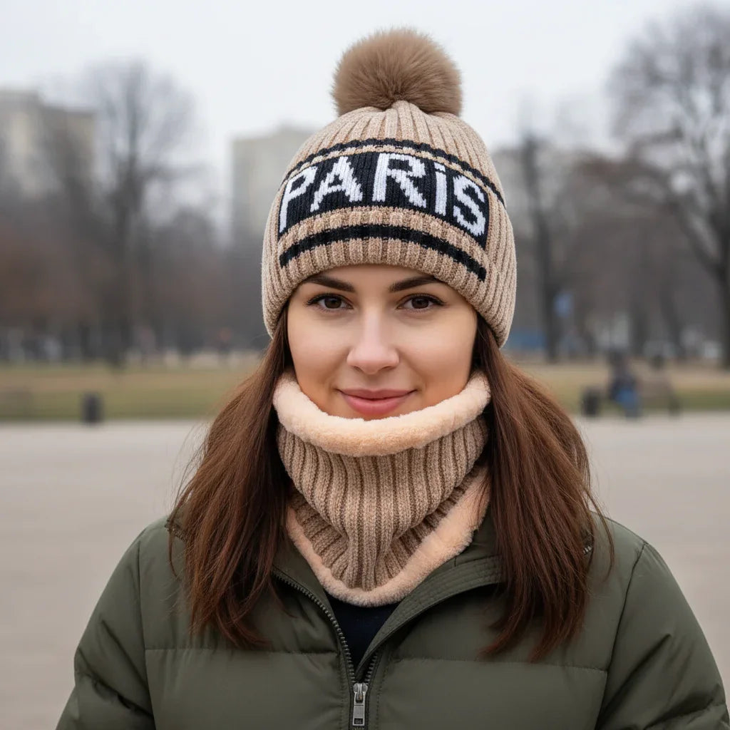 Winter Warm Knit Beanie Hat & Scarf Set