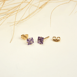 Golden Stainless Steel Stud Earings - 097