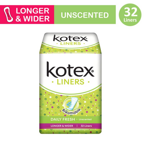 Kotex Fresh Liners Longer & Wider Breathable - 32 Pads