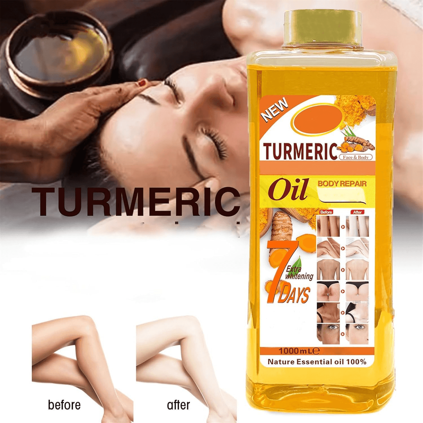 Gold Turmeric Super Brightening Body Repair Oil - 1000ml