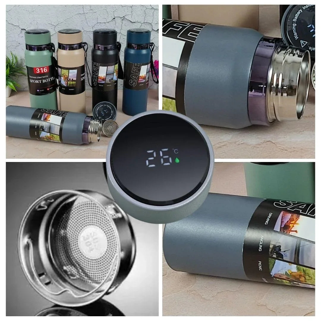 Stainless Steel Vacuum Insulated Sport Bottle With LED Display - 800ml