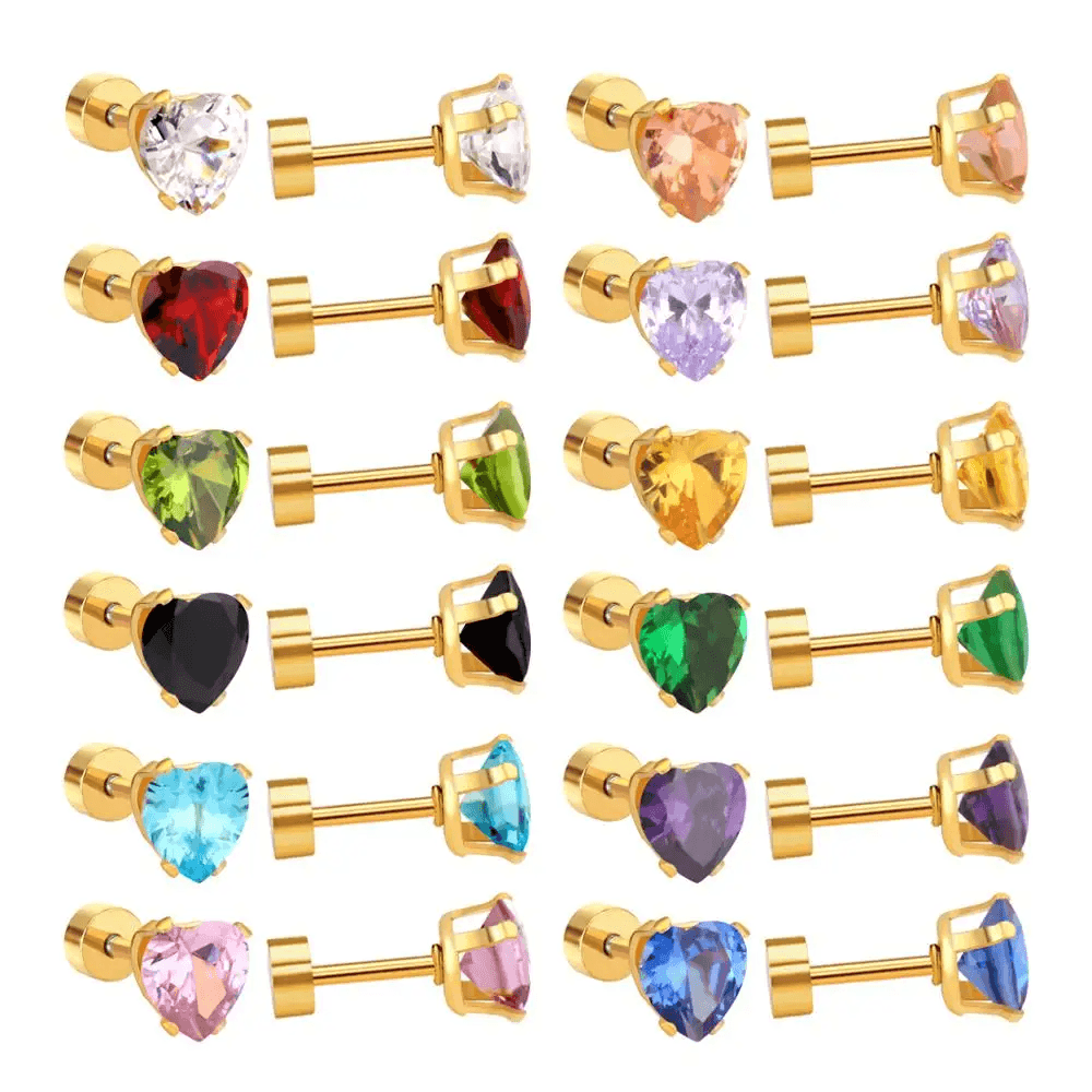 Golden Stainless Steel Stud Earings - 091
