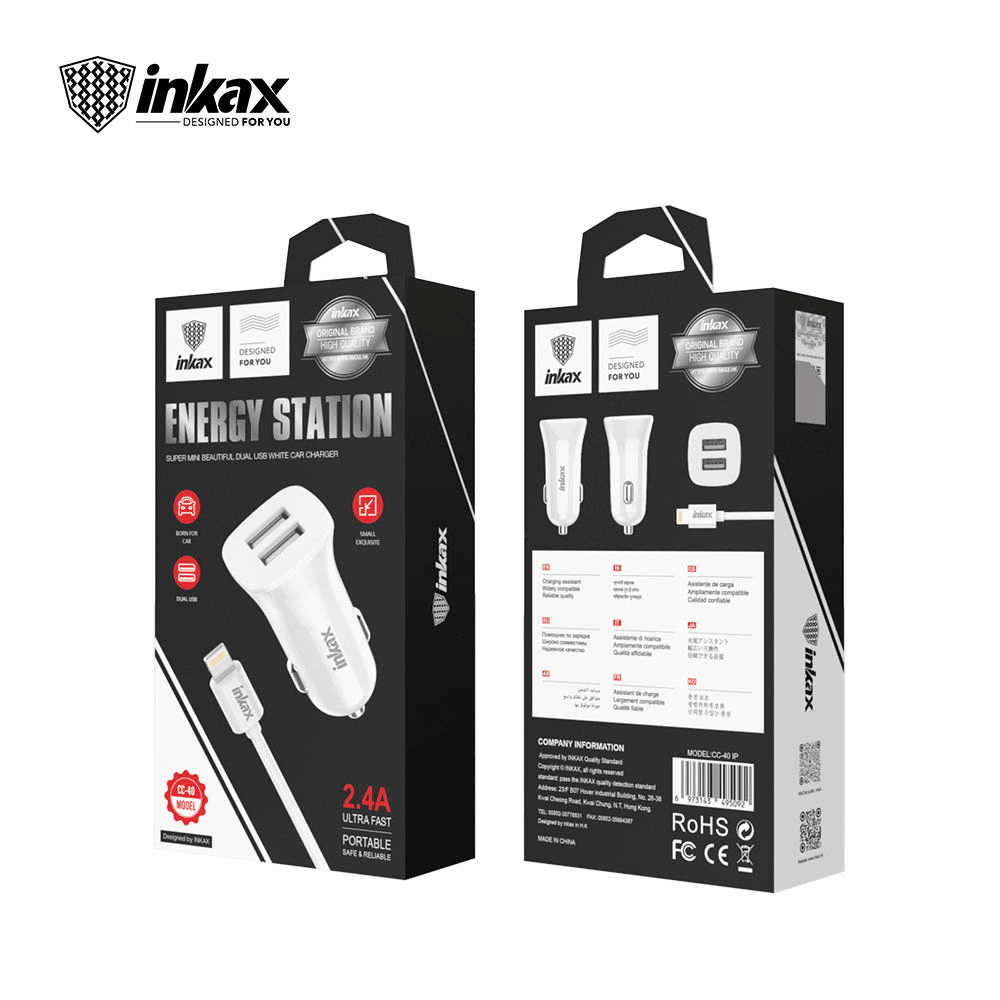 inkax Energy Station 2.4A Portable Car Charger CC-40 IP