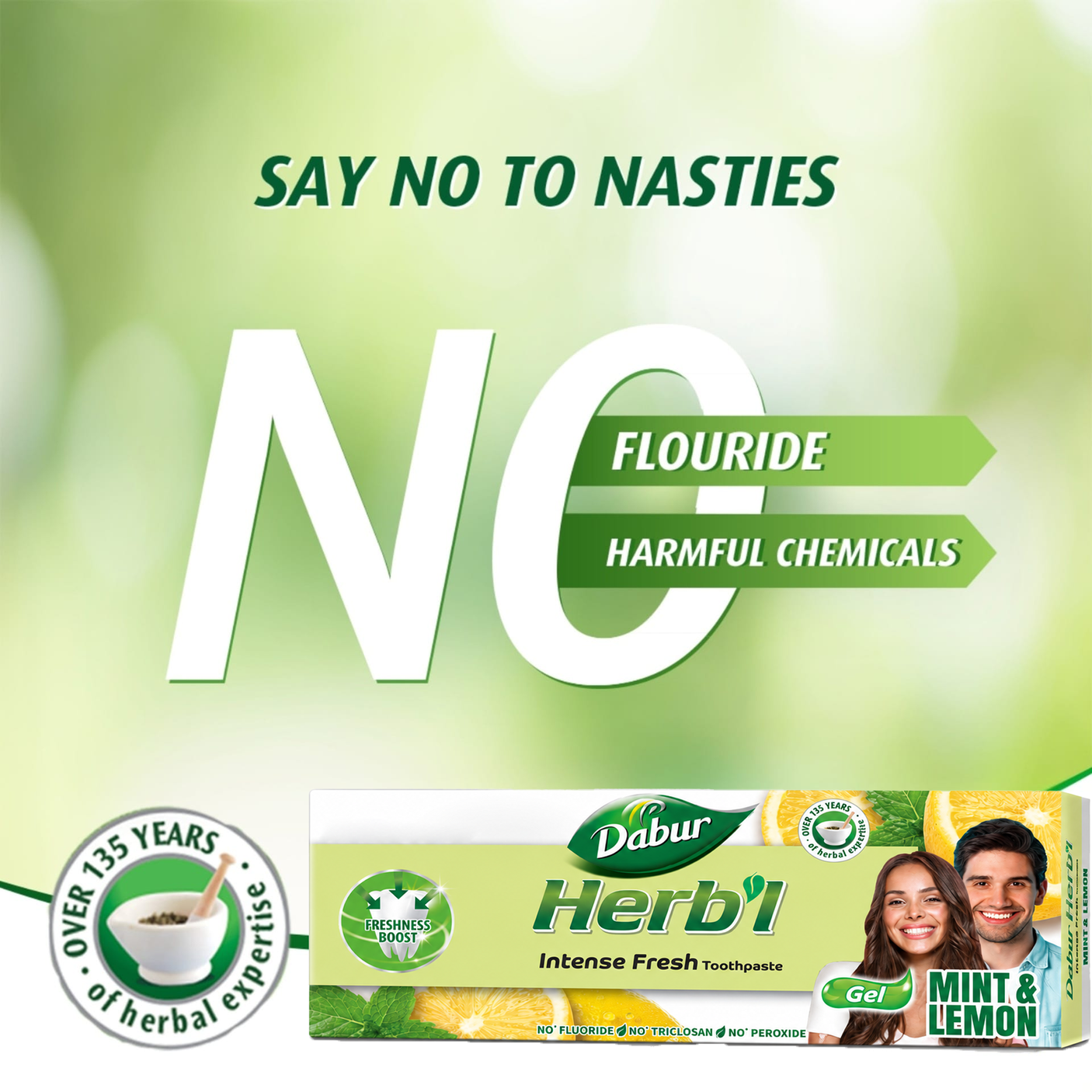 Dabur Herbal Intense Fresh Mint & Lemon Toothpaste - 150g