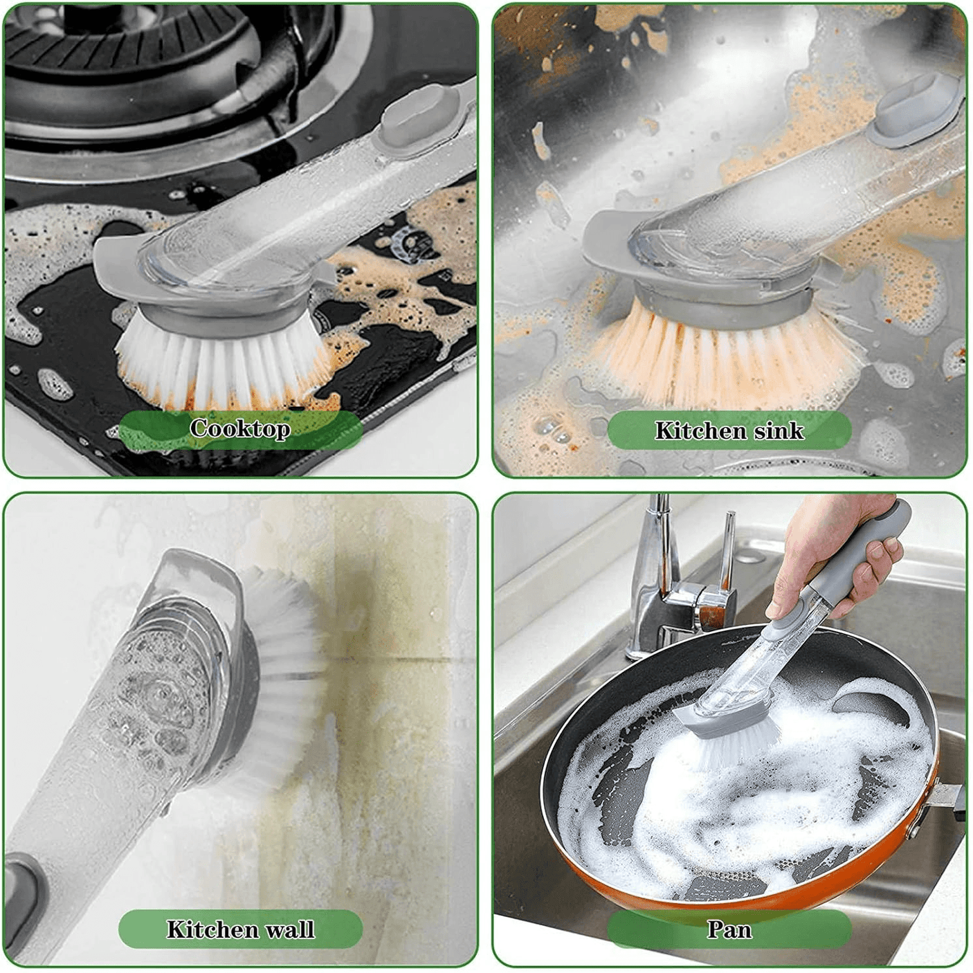 Kitchen Portable Dishwasher Brush With Washing Sponge