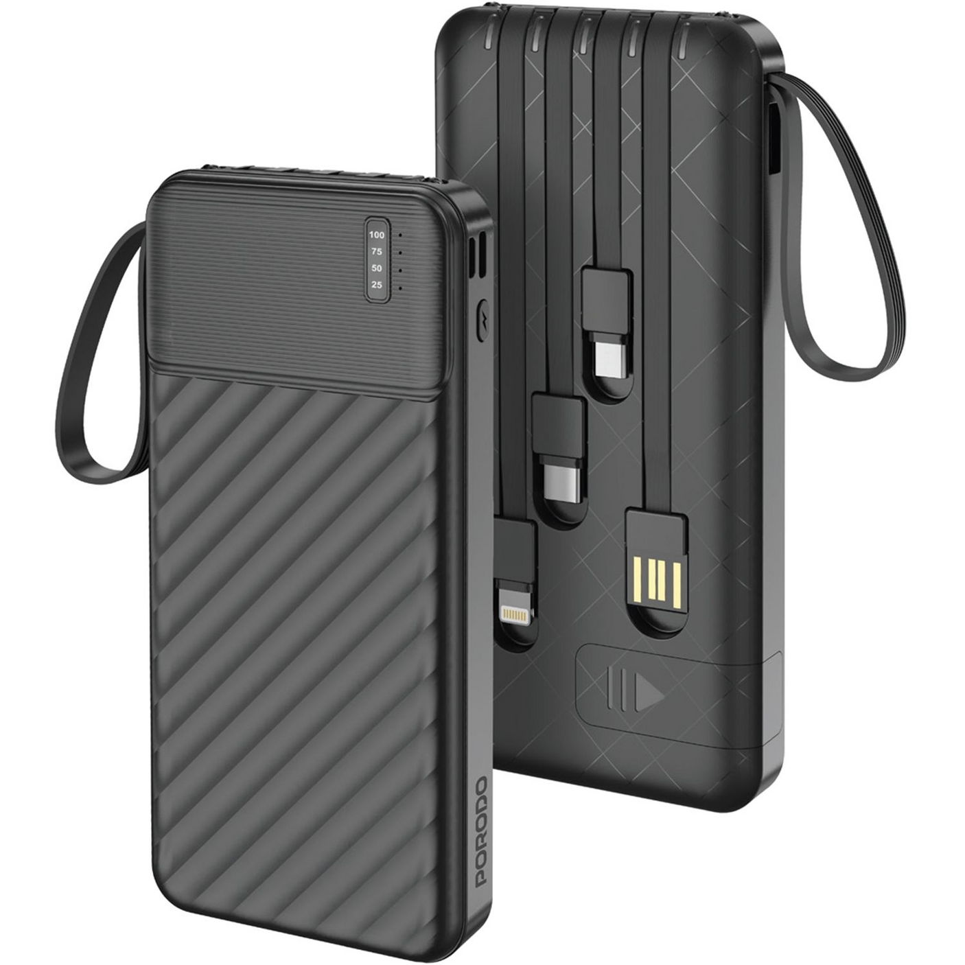 Porodo Piano 10000mAh Power Bank with Integrated Cables