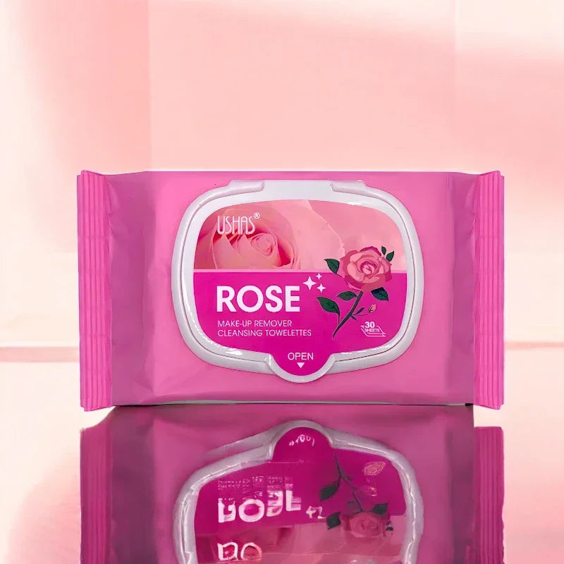 Ushas Rose Make-Up Remover Cleansing Towelettes - 30 Sheets