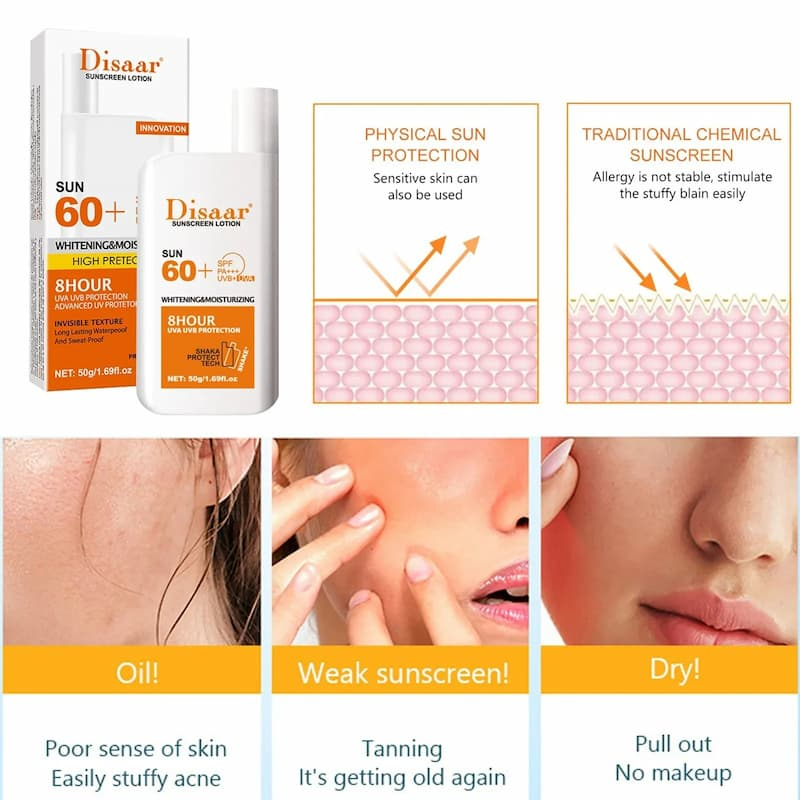 لوشن واقي شمس مرطب من Disaar بمعامل حماية SPF 60+ - 50 جم