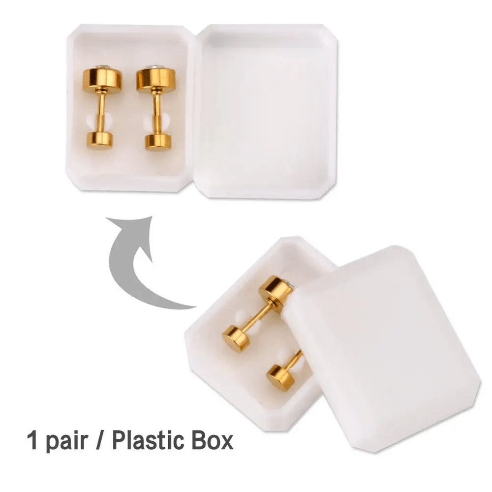 Golden Stainless Steel Stud Earings - 095
