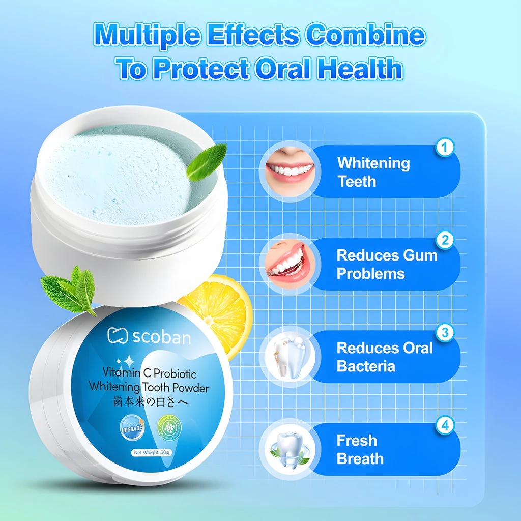 Scoban Vitamin C Probiotic Brightening Tooth Powder - 50g