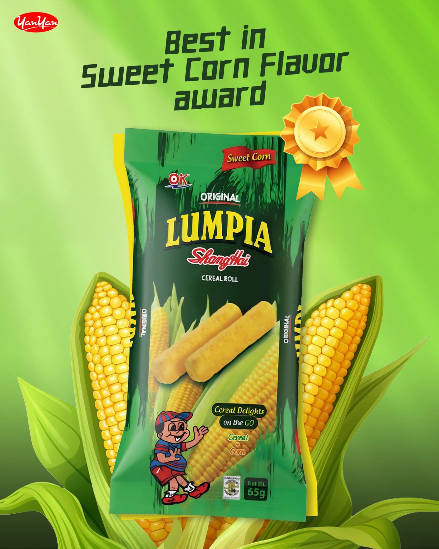 OK Lumpia Shanghai Sweet Corn Cereal Roll - 65g (1+1) Offer