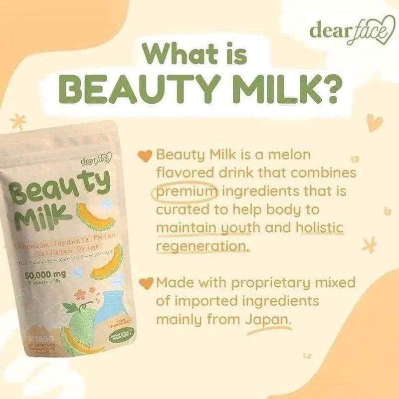 Dear Face Beauty Milk Premium Japanese Melon + Collagen Drink - 180g