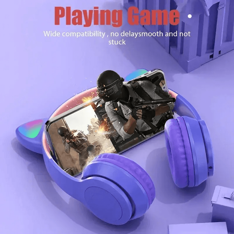 RGB Glow Lights Cat Ear Wireless Headphone - P47M