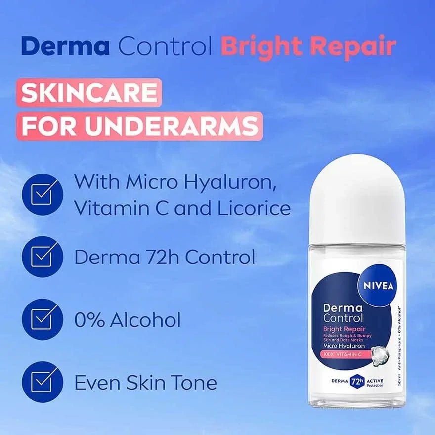 Nivea Derma Control Bright Repair 72H Deodorant Roll-On - 50ml
