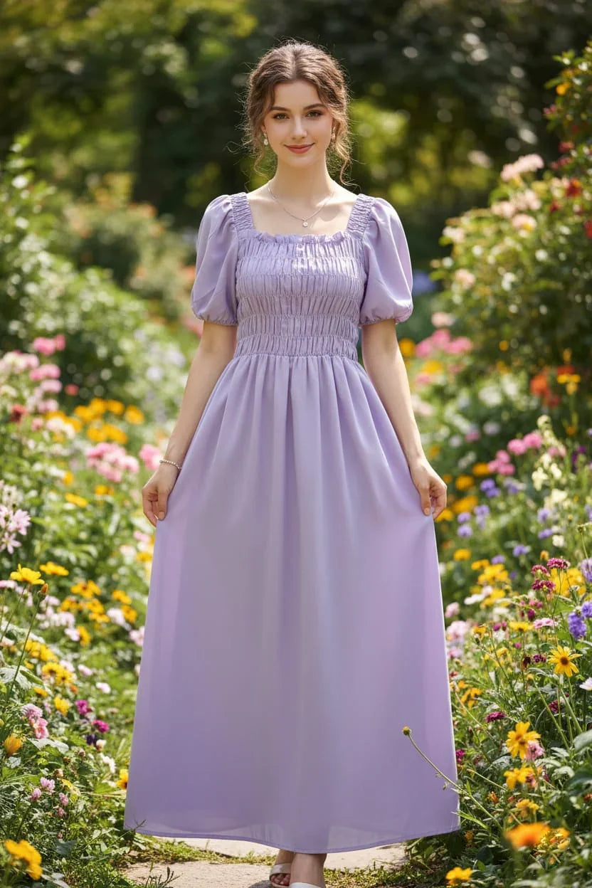 Women's Trendy Puff Sleeve A-Line Dress