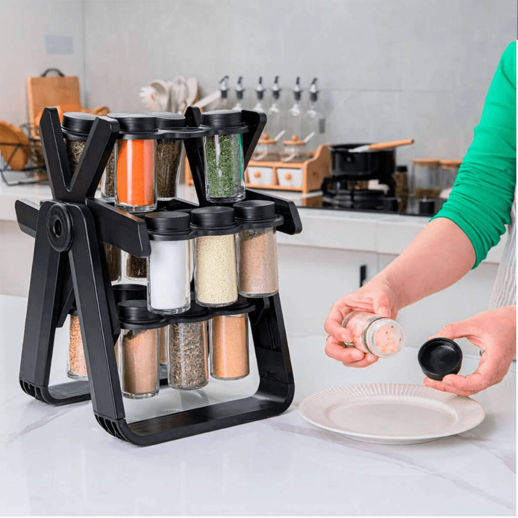 Convenient 18 Jar Rotating Spice Rack Organizer