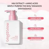 Glad2Glow Milk Amino Acids Brightening Cleanser Facial Wash - 80g