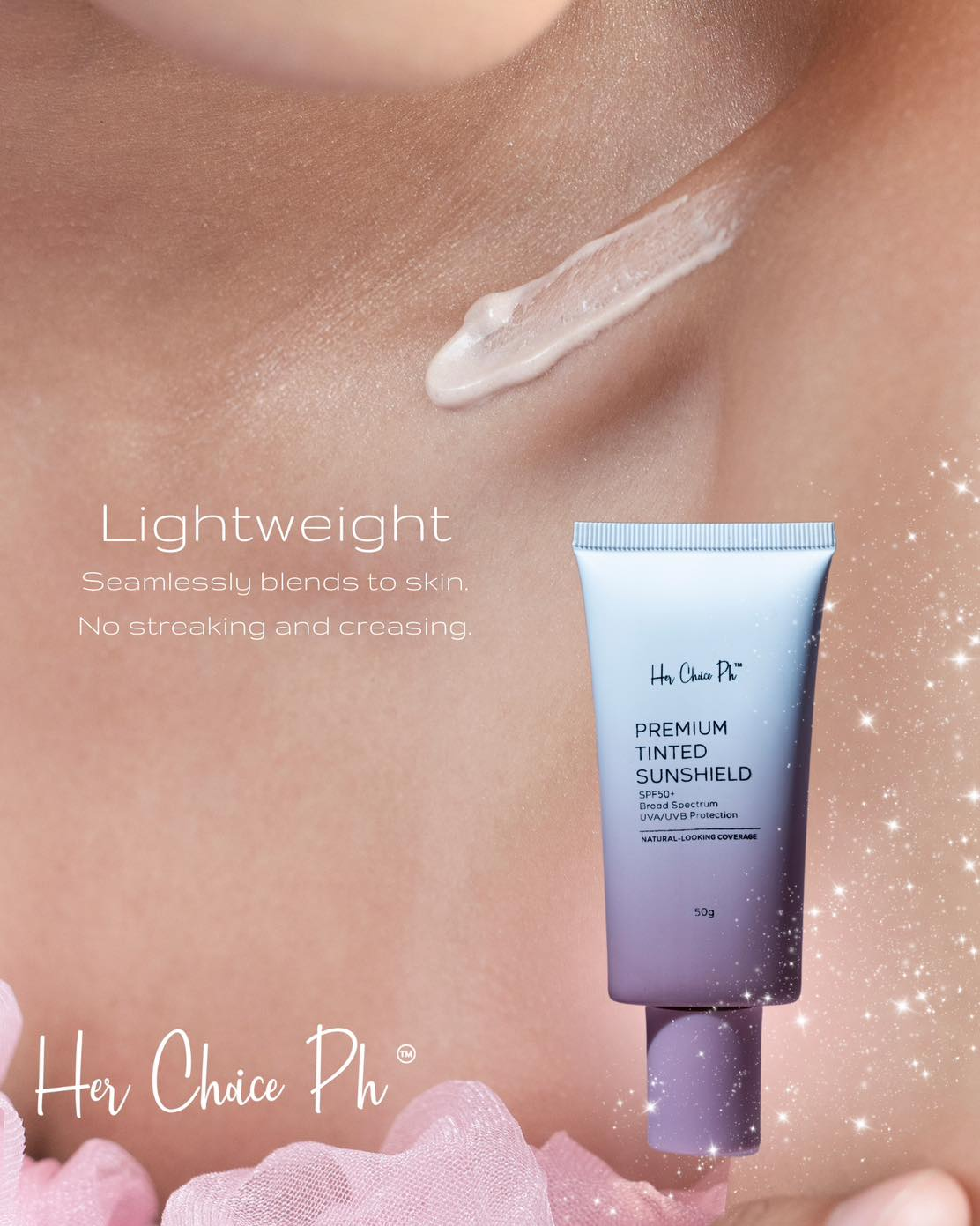 Her Choice PH Premium Tinted Sunshield SPF50 PA++++ - 50g