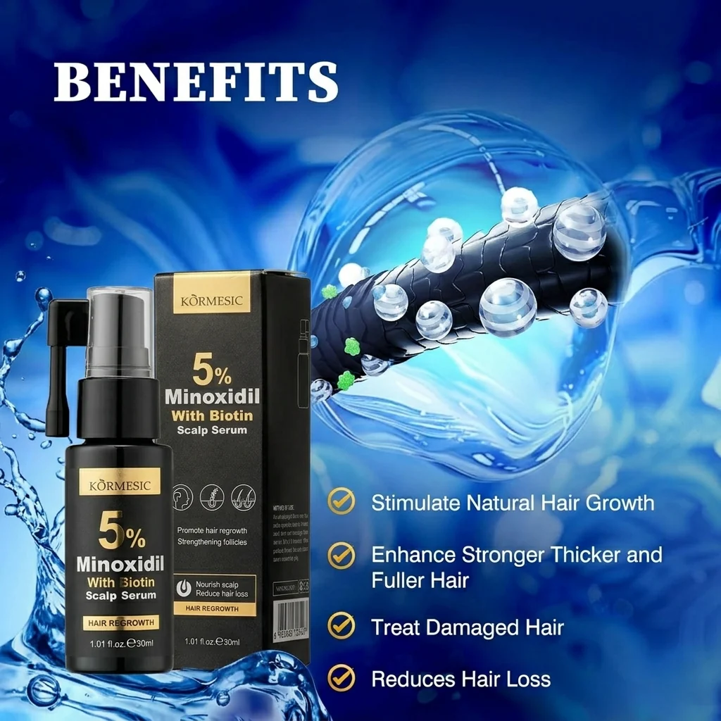 Kormesic 5% Minoxidil With Biotin Hair Regrowth Serum - 30ml