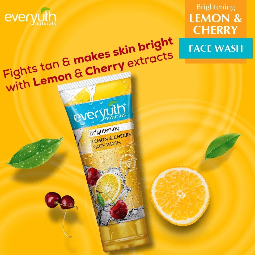 غسول الوجه Everyuth Naturals بالليمون والكرز والريحان والكركم - 2 × 150 جم