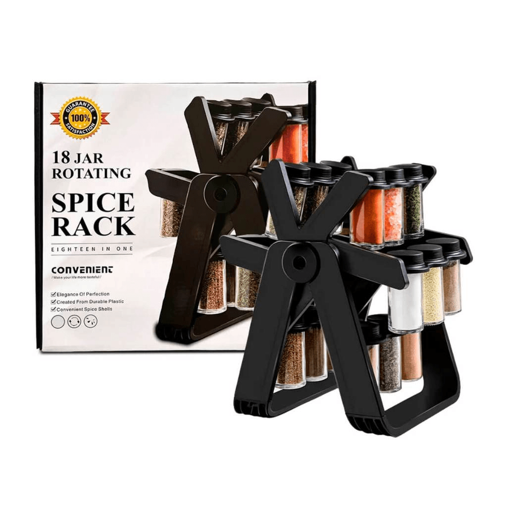 Convenient 18 Jar Rotating Spice Rack Organizer