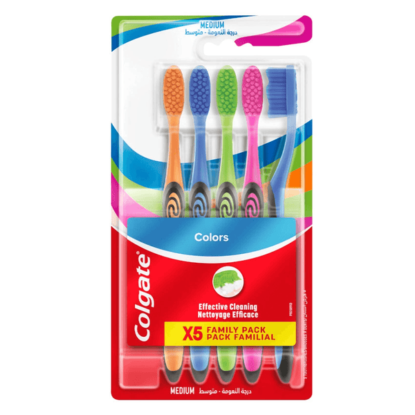 Colgate Twister Colors Toothbrush Family Pack - Medium (Pack of 5) - Pinoyhyper