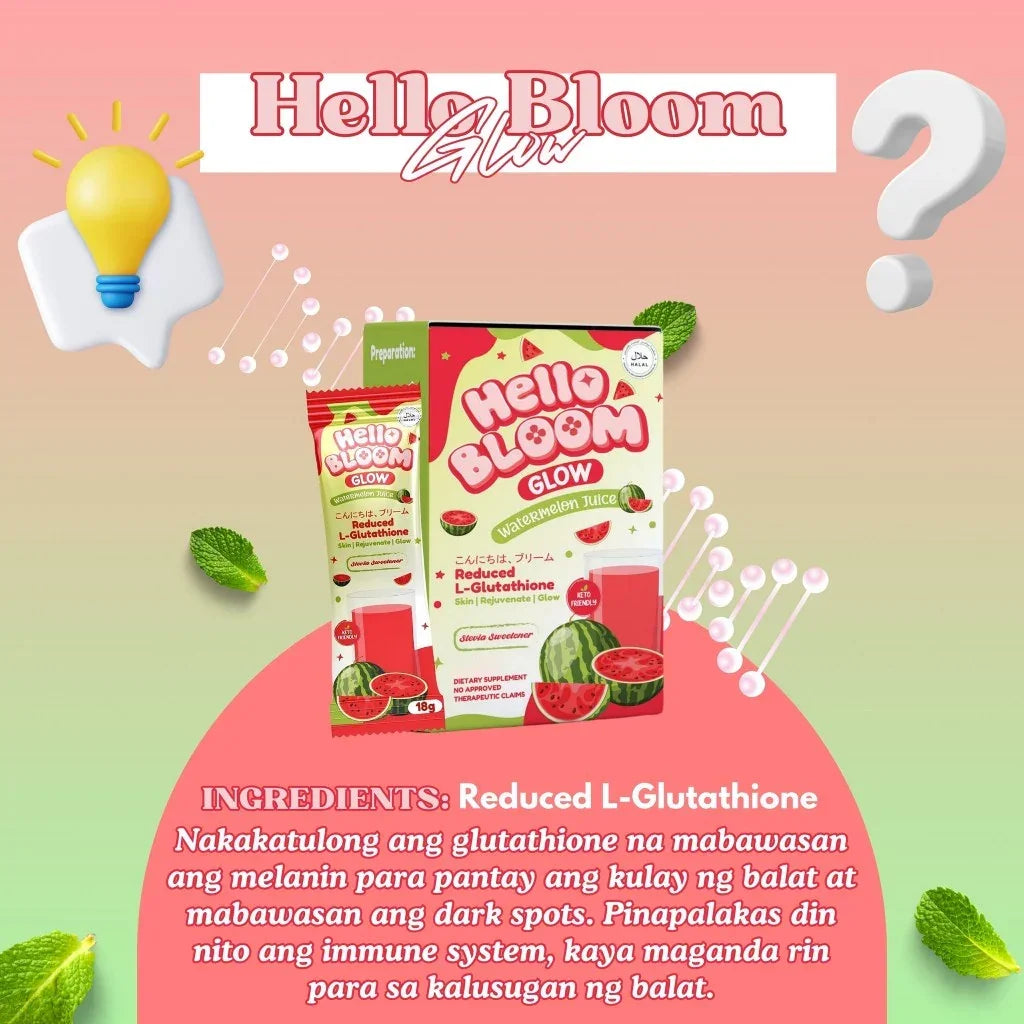 Hello Bloom Glow Watermelon Juice Drink - 10s × 18g (180g)