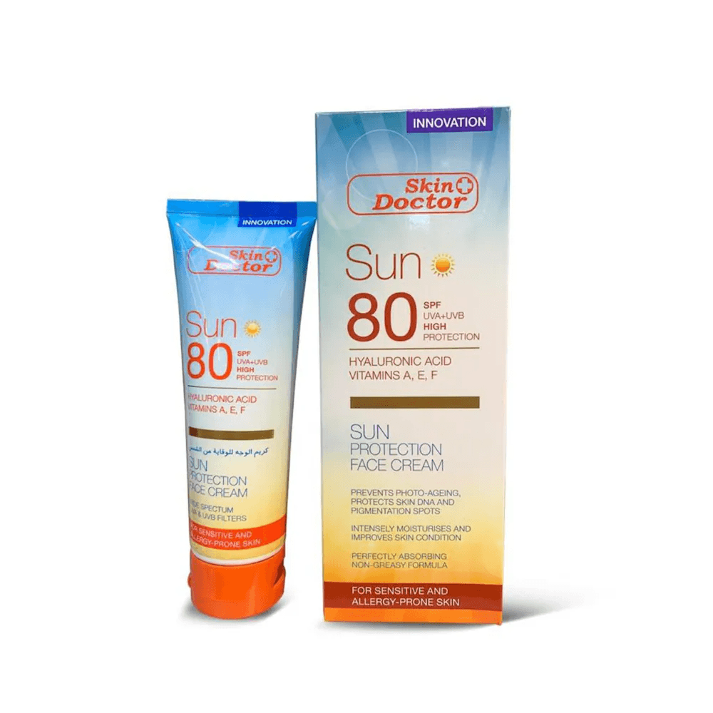 Skin Doctor Sun Spf 80 Hyaluronic Acid Vitamins A,E,F Sun Protection Face Cream -125ml