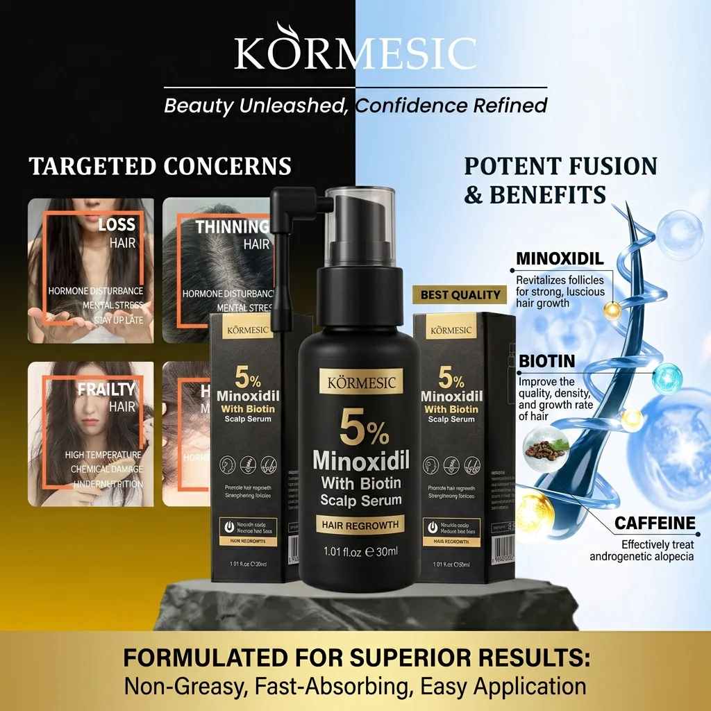 Kormesic 5% Minoxidil With Biotin Hair Regrowth Serum - 30ml