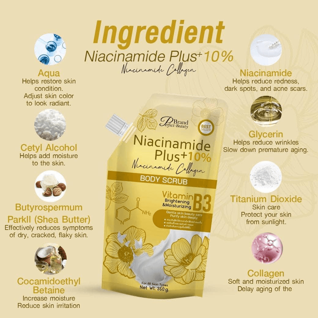 مقشر الجسم Perfect Beauty Niacinamide Plus+ 10% Collagen - 350 جرام