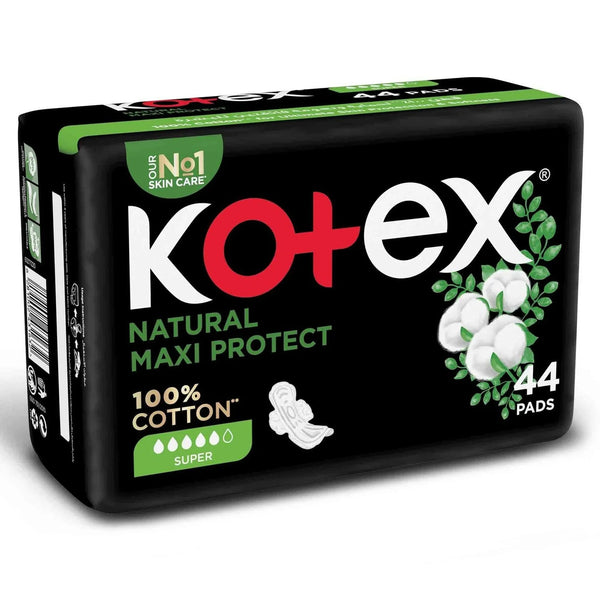 Kotex Natural Maxi Protect 100% Cotton Pad With Wings - 44 Pads