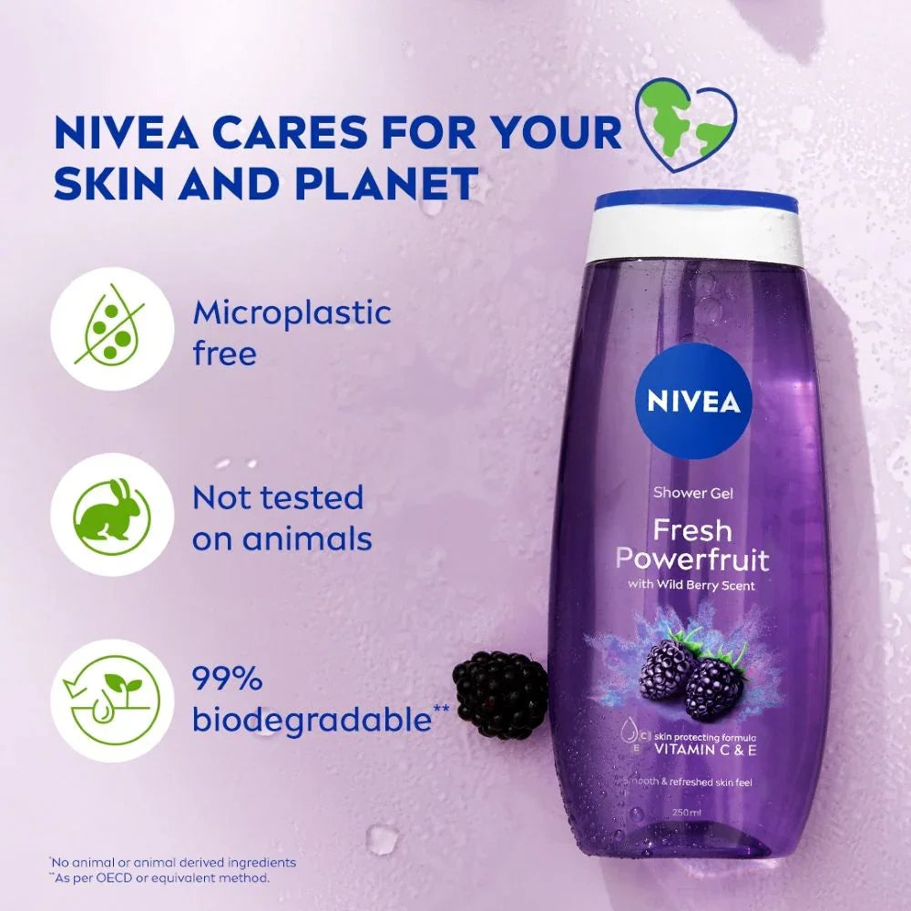 Nivea Fresh Shower Gel Powerfruit Wild Berry Scent - 250ml