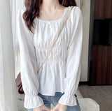 Women's Croptop Vintage Retro Square Shirring Blouse Dress