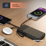 Porodo Piano 10000mAh Power Bank with Integrated Cables