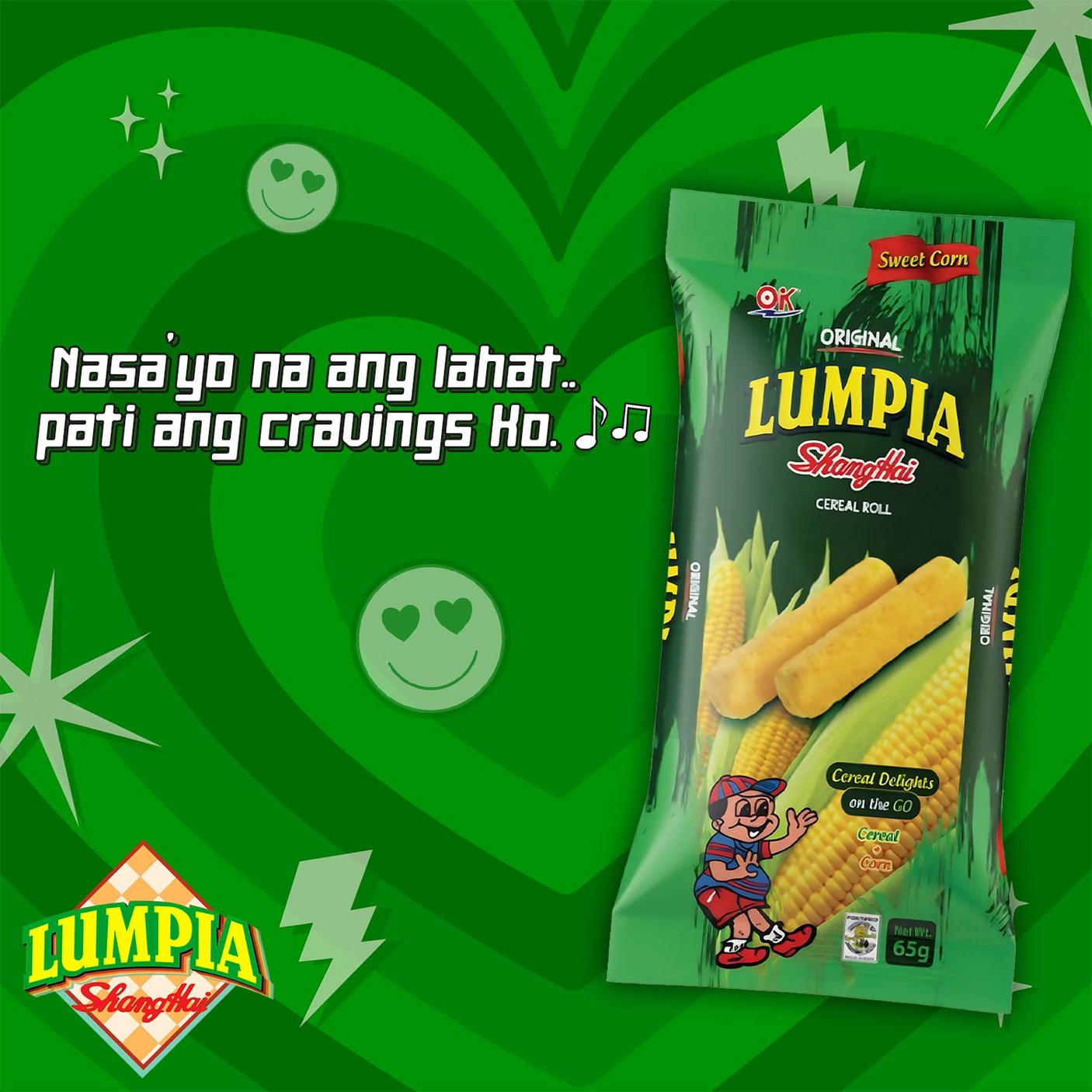 OK Lumpia Shanghai Sweet Corn Cereal Roll - 65g (1+1) Offer