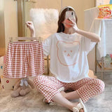 طقم بيجامات أزياء نسائية كورية 3 قطع
