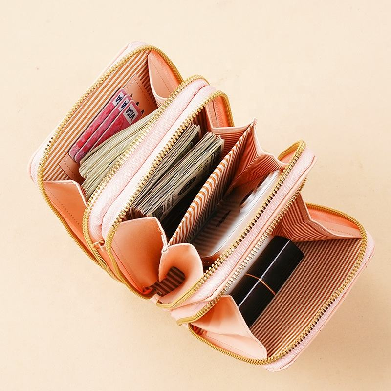 Women's Three Zipper Crossbody Wallet Bag - CB15023