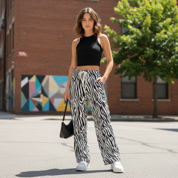 Women's High-Waist Stylish Wide Leg Pants