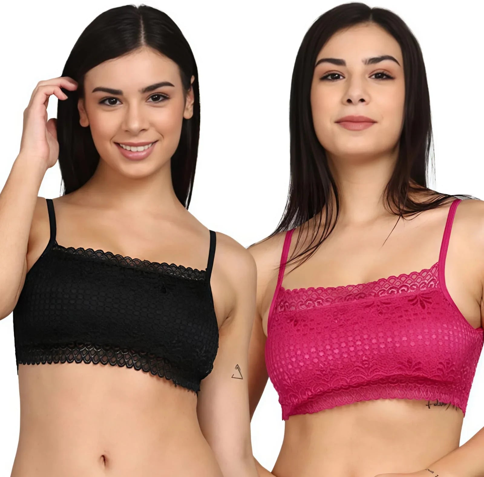 Full Fancy Lace Design Cropped Top Bra