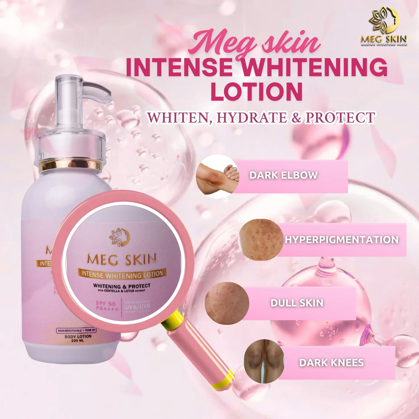 MEG SKIN Intense Brightening Lotion SPF50 - 220ml