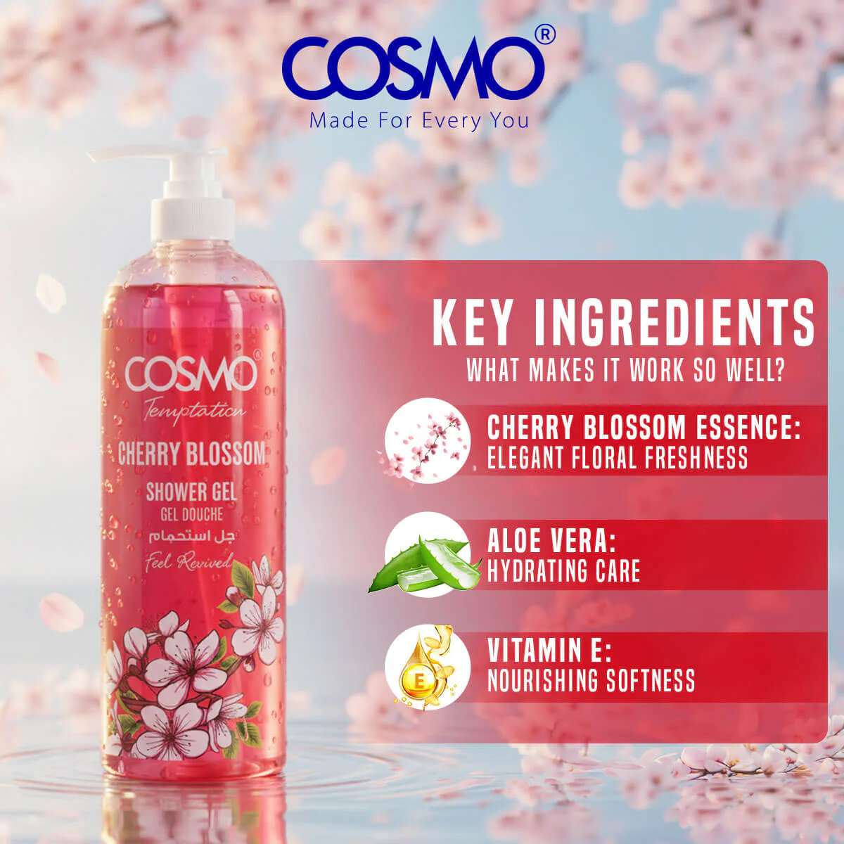 Cosmo Temptation Cherry Blossom Shower Gel - 1000ml