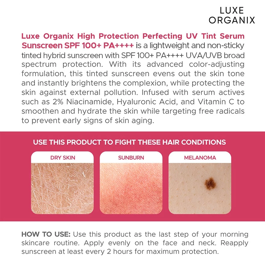Luxe Organix Perfecting UV Tint Serum Sunscreen - 40g